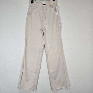 NWT Pacsun Size 26 Wide Leg‎ Carpenter Pants Jeans Utility Loose High Waist Bone